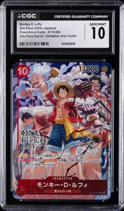 2024 ONE PIECE JPN PROMO CARDS #ST10-006 MONKEY D. LUFFY CGC 10 GEM MINT - Image 1