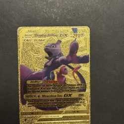 Mewtwo & Mew GX Pokemon Gold Fan Art Card Holo Variant - Image 1