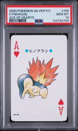 2000 POKEMON SILVER VERSION PLAYING CARDS ACE OF HEARTS #155 CYNDAQUIL PSA 10 - Image 1