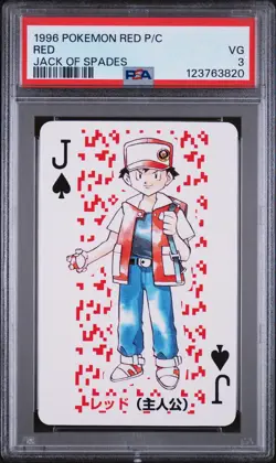 1996 POKEMON RED VERSION PLAYING CARDS JACK OF SPADES RED PSA 3 - Image 1