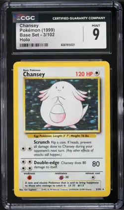 CGC 9 Chansey Holo Rare Base Set 1999 Pokemon Card #3 - Image 1