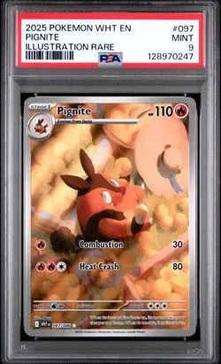 2025 POKEMON WHT EN-WHITE FLARE ILLUSTRATION RARE #097 PIGNITE PSA 9 - Image 1