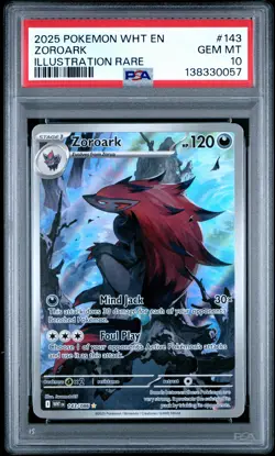 2025 POKEMON WHT EN-WHITE FLARE ILLUSTRATION RARE #143 ZOROARK PSA 10 - Image 1