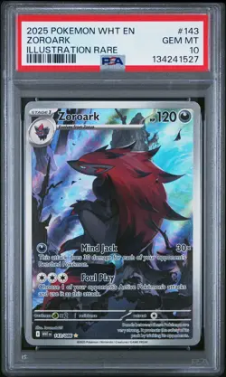 2025 POKEMON WHT EN-WHITE FLARE ILLUSTRATION RARE #143 ZOROARK PSA 10 - Image 1