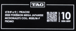 2025 Pokemon Mega Japanese McDonald's Collection Promo Pikachu TAG 10 (964) - Image 3