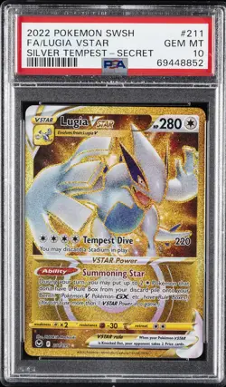 2022 POKEMON SWORD & SHIELD SILVER TEMPEST SECRET FULL ART/LUGIA VSTAR PSA 10 - Image 1