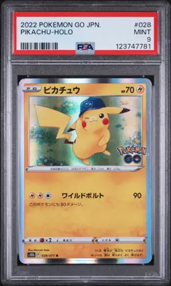 2022 POKEMON GO JPN #028 PIKACHU-HOLO PSA 9 - Image 1