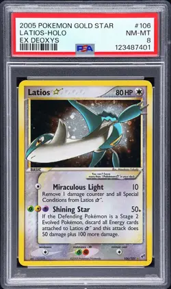 2005 POKEMON EX DEOXYS GOLD STAR #106 LATIOS-HOLO PSA 8 - Image 1