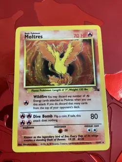 1999 Pokemon Fossil Moltres Holo Jungle Card #12 HP - Image 1