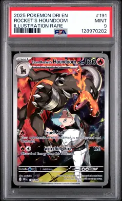 2025 POKEMON DESTINED RIVALS ILLUSTRATION RARE #191 TEAM ROCKET'S HOUNDOOM PSA 9 - Image 1