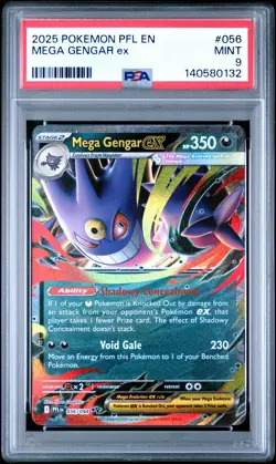 2025 POKEMON PFL EN-PHANTASMAL FLAMES #056 MEGA GENGAR EX PSA 9 - Image 1