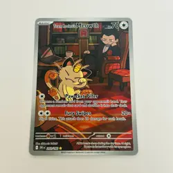 Pokemon TCG Destined Rivals Team Rocket's Meowth Illustration Rare IR 203/182 NM - Image 1