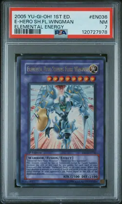 2005 YU-GI-OH! 1ST EDITION #EN036 ELEMENTAL HERO SHINING FLARE WINGMAN PSA 7 - Image 1