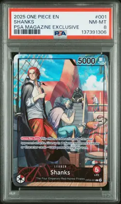 2025 ONE PIECE PROMOS PSA MAGAZINE EXCLUSIVE #001 SHANKS PSA 8 - Image 1