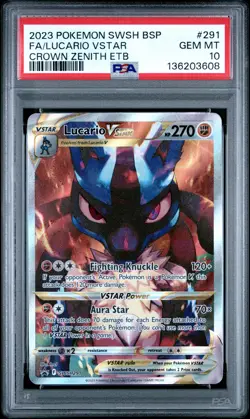 2023 POKEMON SWSH BLACK STAR PROMO #291 FULL ART/LUCARIO VSTAR PSA 10 - Image 1