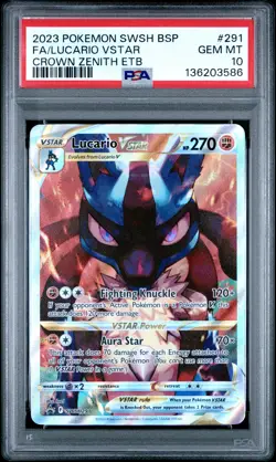 2023 POKEMON SWSH BLACK STAR PROMO #291 FULL ART/LUCARIO VSTAR PSA 10 - Image 1
