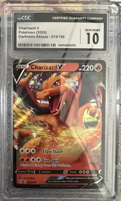 2020 Pokemon TCG Charizard V SWSH Darkness Ablaze 019/189 CGC 10 Gem Mint - Image 1