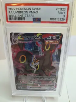 2022 Pokemon SWSH Brilliant Stars Umbreon VMAX Holo Rare #TG23/TG30 PSA 9 - Image 1
