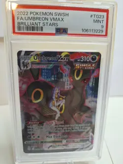2022 Pokemon SWSH Brilliant Stars Umbreon VMAX Holo Rare #TG23/TG30 PSA 9 - Image 3