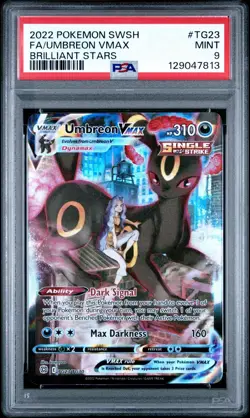 PSA 9 Umbreon VMAX TG23/TG30 Brilliant Stars FA Pokemon Card Trainer Gallery - Image 1