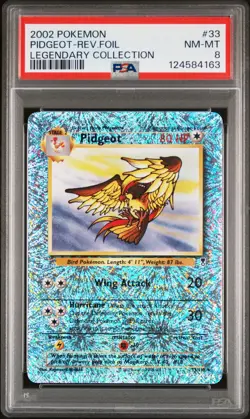 2002 POKEMON LEGENDARY COLLECTION #33 PIDGEOT-REVERSE FOIL PSA 8 - Image 1