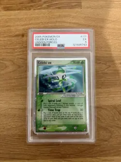 Pokemon Celebi EX 117/115 Holo Secret Rare Card 2005 Unseen Forces PSA 5 - Image 1