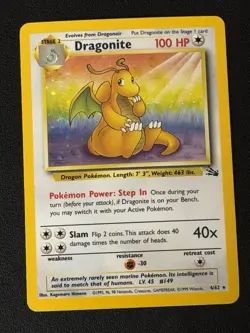 Pokemon TCG Dragonite Fossil Set Holo Rare Card 4/62 Vintage LP Condition - Image 1