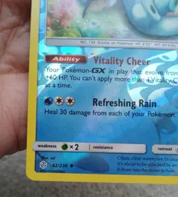 Vaporeon 42/236 Cosmic Eclipse Reverse Holo Pokemon Card LP 2019 Vitality Cheer - Image 2