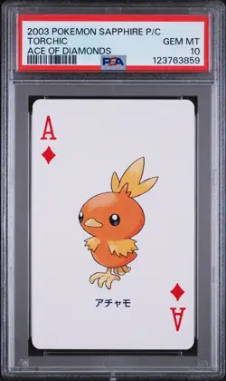 2003 POKEMON SAPPHIRE VERSION PLAYING CARDS ACE OF DIAMONDS TORCHIC PSA 10 - Image 1