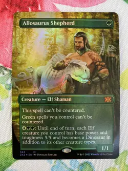 ALLOSAURUS SHEPHERD *FOIL* Borderless Ext Art 2X2 MTG NM/MT Double Masters 2022 - Image 1