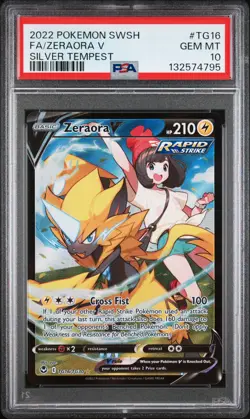 2022 POKEMON SWORD & SHIELD SILVER TEMPEST #TG16 FULL ART/ZERAORA V PSA 10 - Image 1