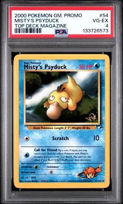 2000 POKEMON GAME PROMO TOP DECK MAGAZINE #54 MISTY'S PSYDUCK PSA 4 - Image 1