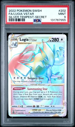 2022 POKEMON SWORD & SHIELD SILVER TEMPEST SECRET FULL ART/LUGIA VSTAR PSA 9 - Image 1