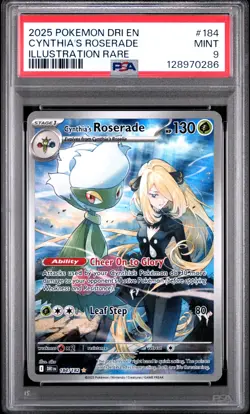 2025 POKEMON DRI EN-DESTINED RIVALS ILLUSTRATION RARE CYNTHIA'S ROSERADE PSA 9 - Image 1