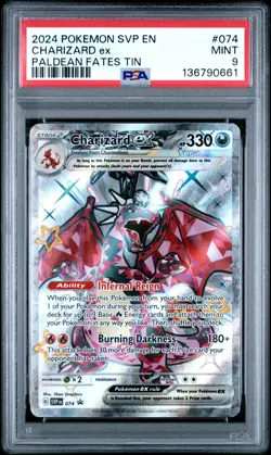 2024 POKEMON SVP EN-SV BLACK STAR PROMO PALDEAN FATES TIN CHARIZARD EX PSA 9 - Image 1