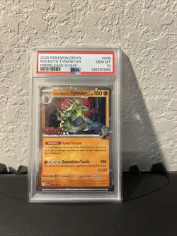 2025 POKEMON DRI PRERELEASE-STAFF #096 TEAM ROCKET'S TYRANITAR PSA 10 - Image 1