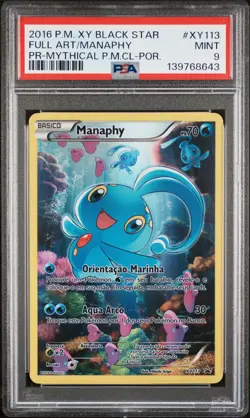 2016 POKEMON XY BLACK STAR PROMO #XY113 FULL ART/MANAPHY PSA 9 - Image 1