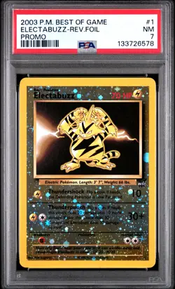 2003 POKEMON BEST OF GAME PROMO #1 ELECTABUZZ-REVERSE FOIL PSA 7 - Image 1