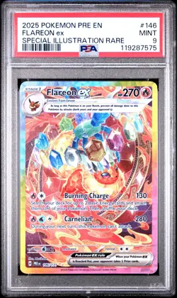 2025 POKEMON PRE EN-PRISMATIC EVOLUTIONS #146 FLAREON EX PSA 9 - Image 1