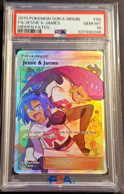 2019 POKEMON SUN & MOON HIDDEN FATES #68 FULL ART/JESSIE & JAMES PSA 10 - Image 1