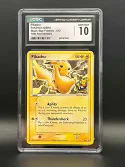 CGC Gem MINT 10- Pikachu 2006 Black Star Promo #012 10th Anniversary Pokemon TCG - Image 1