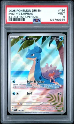 2025 POKEMON DRI EN-DESTINED RIVALS ILLUSTRATION RARE #194 MISTY'S LAPRAS PSA 9 - Image 1