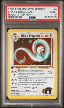 2000 POKEMON GYM HEROES HOLO-1ST EDITION #4 ERIKA'S DRAGONAIR PSA 9 - Image 1