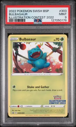 2022 POKEMON SWSH BLACK STAR PROMO ILLUSTRATION CONTEST 2022 BULBASAUR PSA 9 - Image 1