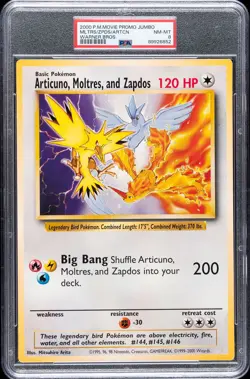 2000 POKEMON GAME MOVIE WARNER BROS. PROMO TAG ARTICUNO/MOLTRES/ZAPDOS PSA 8 - Image 1