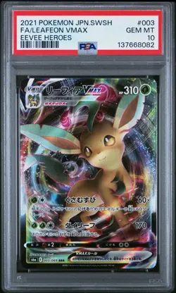 2021 POKEMON JPN SWORD & SHIELD EEVEE HEROES #003 FULL ART/LEAFEON VMAX PSA 10 - Image 1