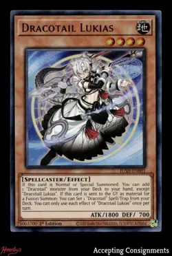 2025 Yu-Gi-Oh! TCG Justice Hunters 1st Edition #JUSHEN001 Dracotail Lukias UR - Image 1