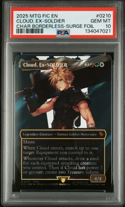 2025 MAGIC: THE GATHERING FINAL FANTASY COMMANDER #0210 CLOUD, EX-SOLDIER PSA 10 - Image 1
