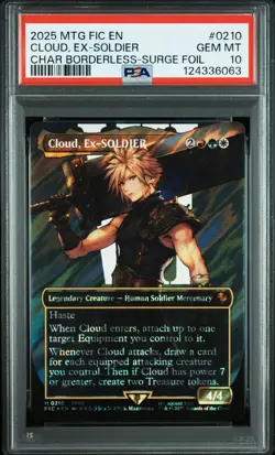 MTG PSA 10 Cloud, EX-Soldier Char Borderless Surge Foil 2025 #0210 FIC English - Image 1