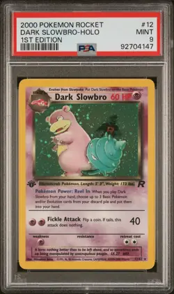 2000 Pokemon Team Rocket Dark Slowbro 1st Edition Holo Rare #12 PSA 9 Mint - Image 1